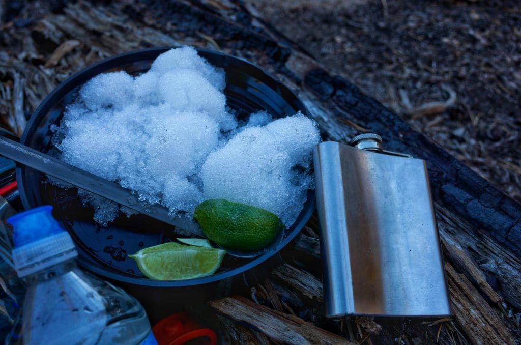 Supplies for backpacking margaritas.
