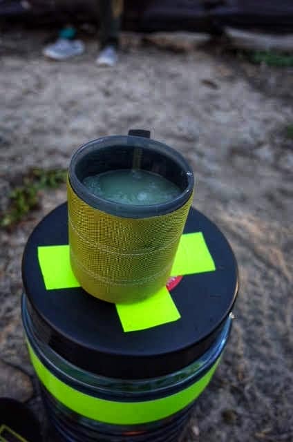 I made backpacking margaritas using 1 packet of lemonade, 1 shot of tequila, fresh lime and snow.
