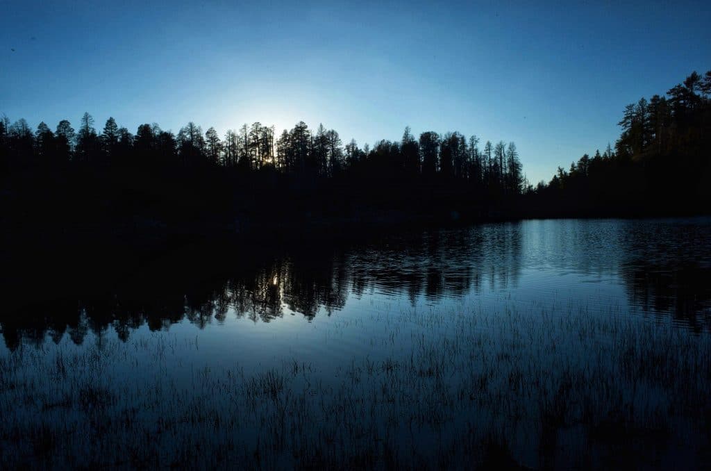 The sun setting on Dry Lake.